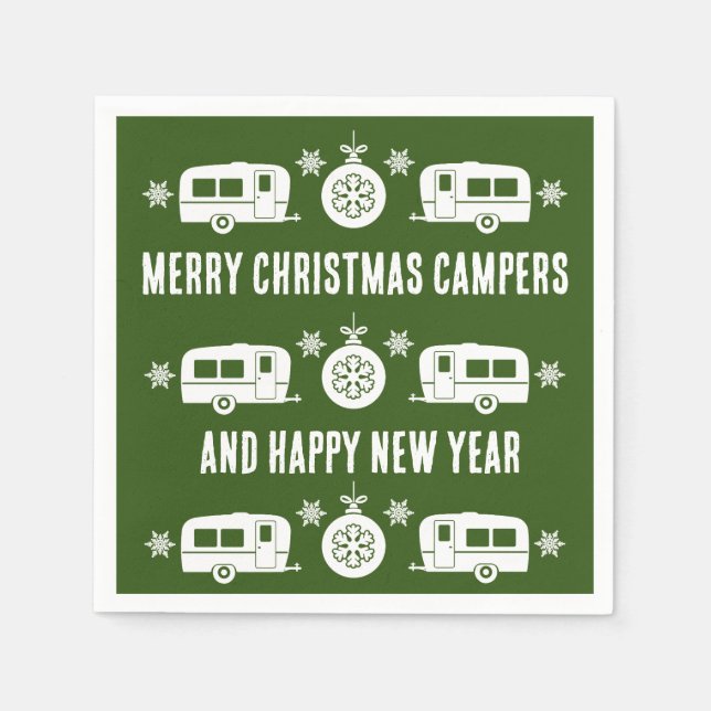 Servilleta De Papel Camping de caravanas felices Navidades (Anverso)