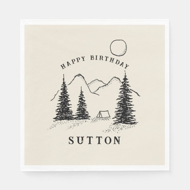 Servilleta De Papel Camping de cumpleaños personalizado (Anverso)