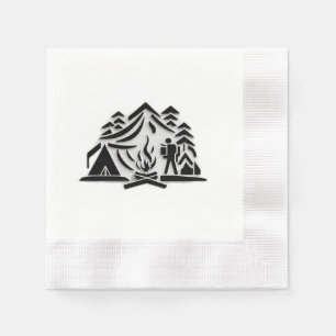 Servilleta De Papel Camping Elegante y Rústico Camping Icono Campsite