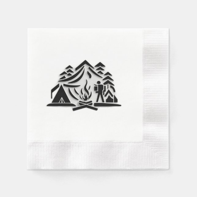 Servilleta De Papel Camping Elegante y Rústico Camping Icono Campsite (Anverso)