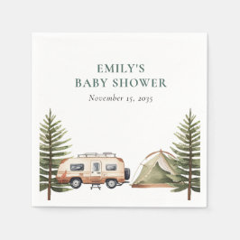 Servilleta De Papel Camping Forest Watercolor Baby Shower