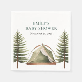 Servilleta De Papel Camping Forest Watercolor Baby Shower
