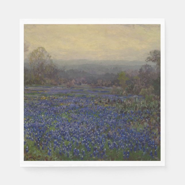 Servilleta De Papel Campo de Flores de Red Azul (Paisaje Rural) (Anverso)