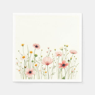 Servilleta De Papel Campo de flores silvestres acuáticas en marfil pál