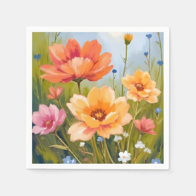 Servilleta De Papel Campo de flores silvestres | Botánica de flores de (Anverso)