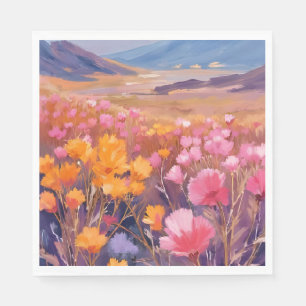 Servilleta De Papel Campo de flores silvestres   Pintura de paisaje fl