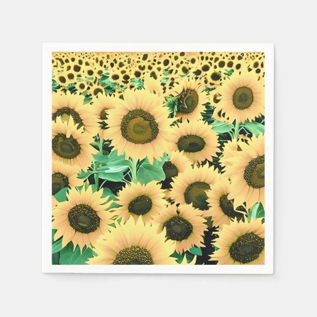 Servilleta De Papel Campo de girasoles dorados (Anverso)