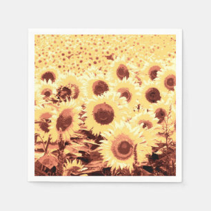 Servilleta De Papel Campo de girasoles - marrón, dorado y amarillo