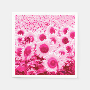 Servilleta De Papel Campo de girasoles - tonos fucsia rosados