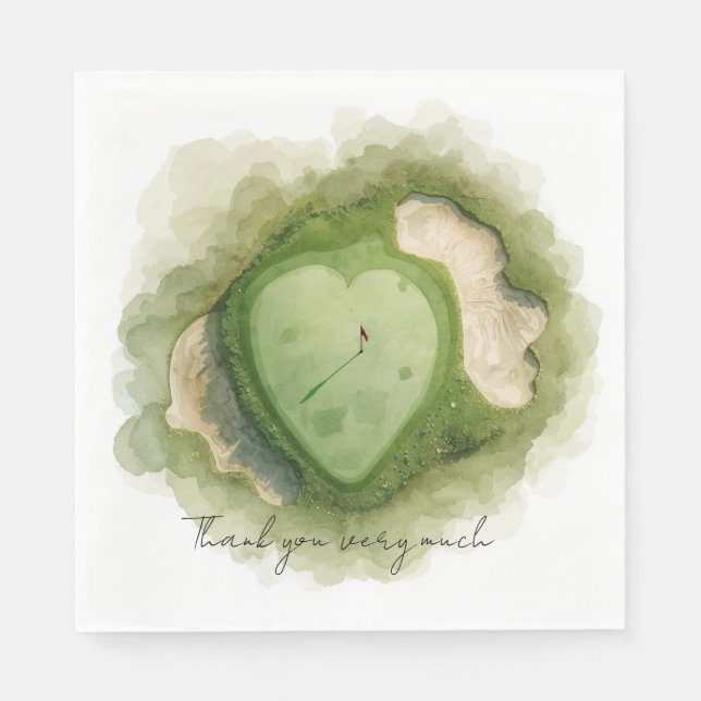 Servilleta De Papel Campo de golf en forma de corazón  (Anverso)