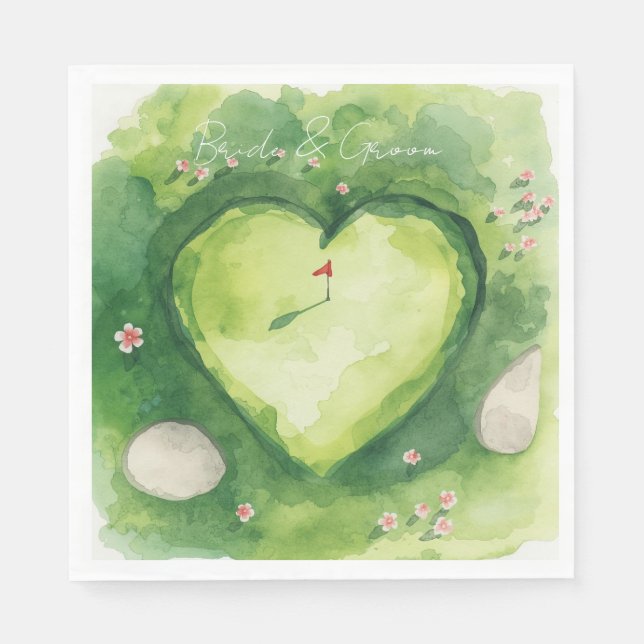 Servilleta De Papel Campo de golf en forma de corazón  (Anverso)