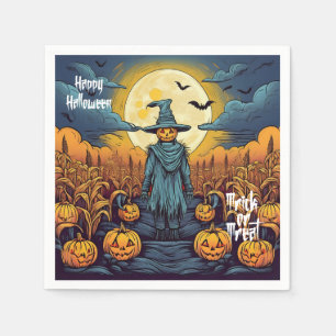 Servilleta De Papel Campo de maíz de Halloween y espantapájaros