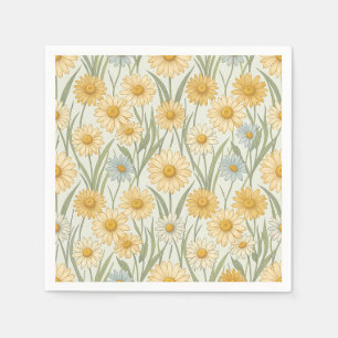 Servilleta De Papel Campo de margaritas amarillas Patrón floral sin fi