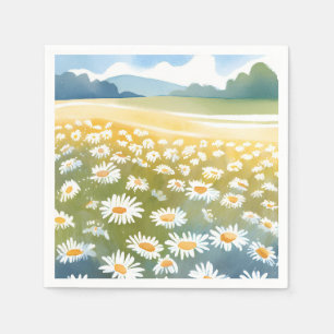 Servilleta De Papel Campo de Margaritas   Pintura Floral de Prado de F