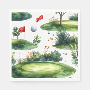 Servilleta De Papel Campo de putting de golf con bandera roja