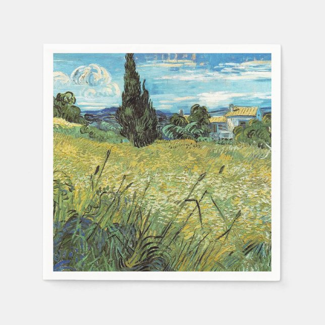 Servilleta De Papel Campo de Trigo Verde Vincent van Gogh (Anverso)