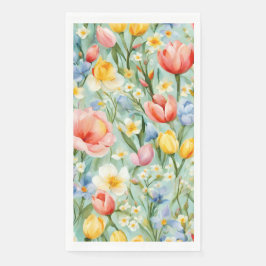 Servilleta De Papel Campo Floral Primaveral Colorido. Pintura