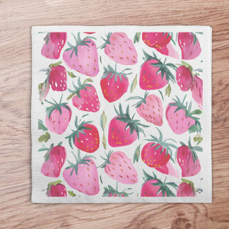 Servilleta De Papel Campos de fresa en verano picnic rosa
