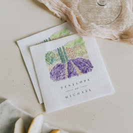 Servilleta De Papel Campos de lavanda de color agua Napkins Boda