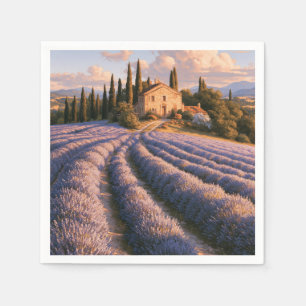 Servilleta De Papel Campos de Lavanda de Provenza y Villa Campestre