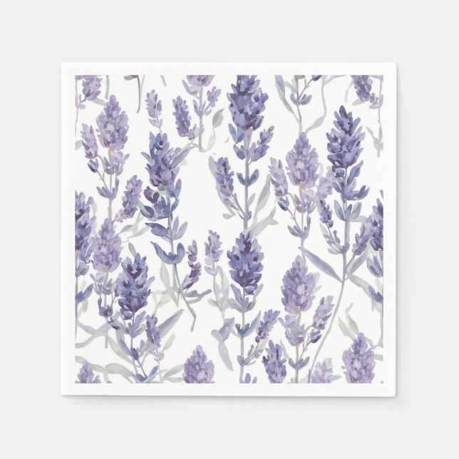 Servilleta De Papel Campos de lavanda | Patrón de flores de acuarela p (Anverso)