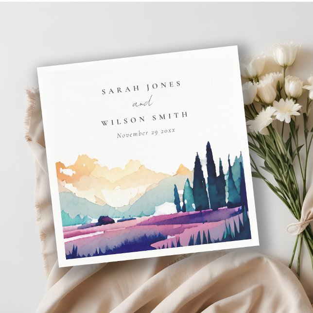 Servilleta De Papel Campos de Lilas del País Montañoso Paisaje Boda (Subido por el creador)