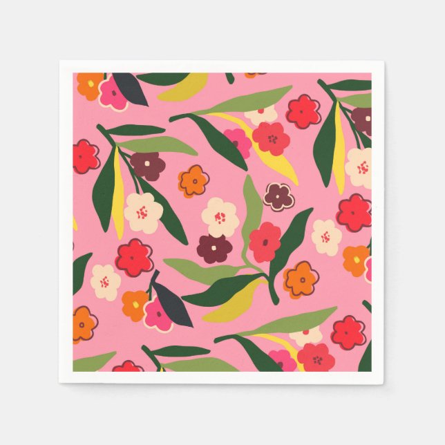 Servilleta De Papel Campos florales retro (Anverso)