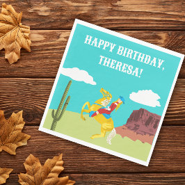 Servilleta De Papel Campy Cowgirl occidental en cumpleaños de Personal