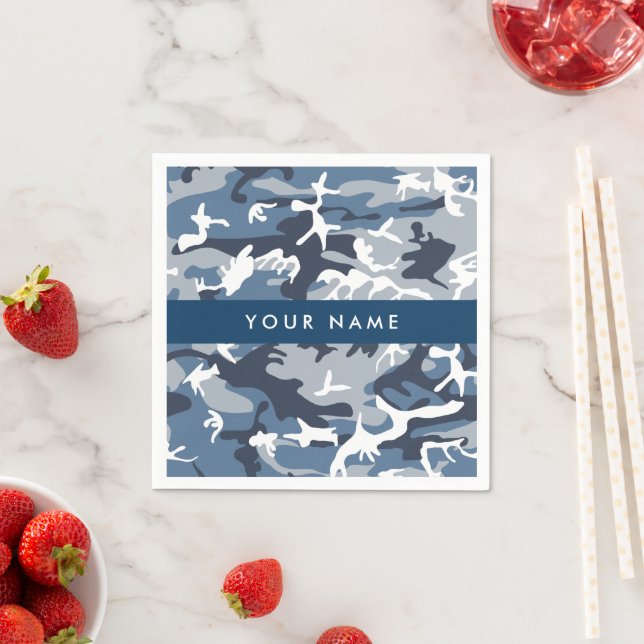 Servilleta De Papel Camuflaje azul de nieve de invierno Tu nombre pers (In situ)