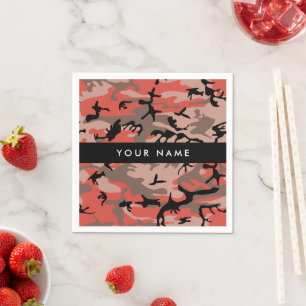Servilleta De Papel Camuflaje Rojo y Marrón Personaliza tu nombre