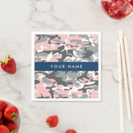 Servilleta De Papel Camuflaje rosa y gris Tu nombre Personaliza