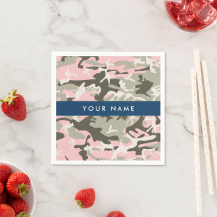 Servilleta De Papel Camuflaje rosa y verde Personaliza tu nombre