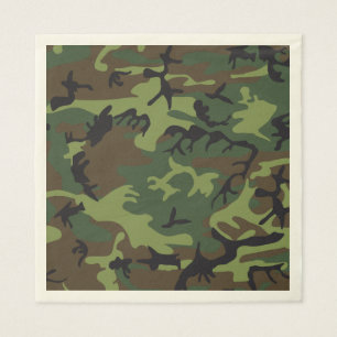 Servilleta De Papel Camuflaje verde marrón. Camo su