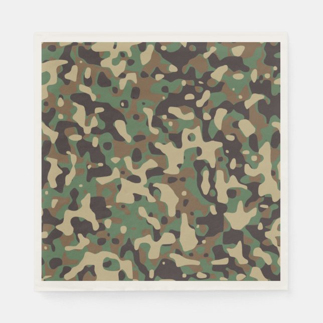 Servilleta De Papel Camuflaje verde marrón de madera. Camo su (Anverso)