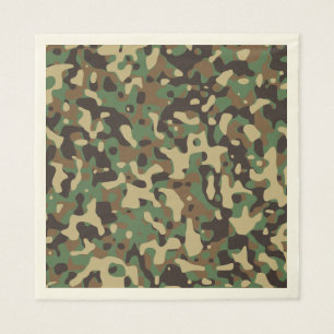 Servilleta De Papel Camuflaje verde marrón de madera. Camo su