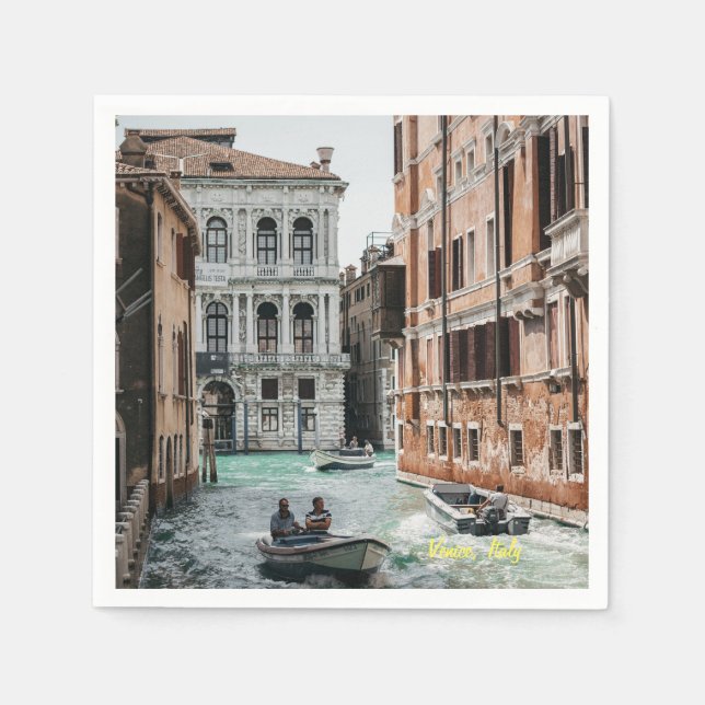 Servilleta De Papel Canal de Barco de Venecia (Anverso)