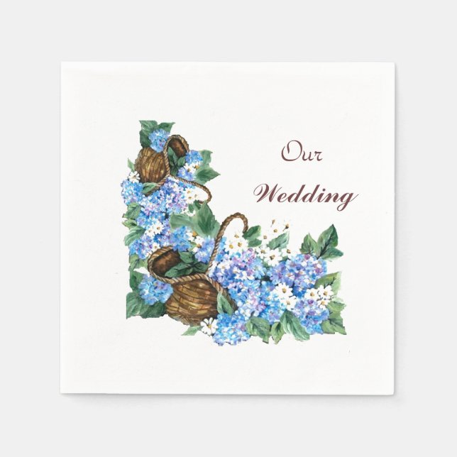 Servilleta De Papel Canasta de Hydrangeas (Anverso)