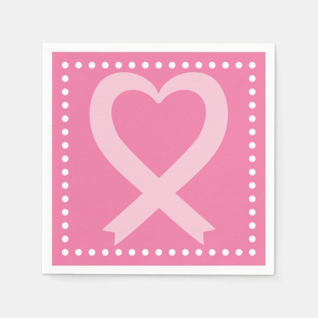 Servilleta De Papel Cáncer de Mama Cinta rosa Cinta Círculo (Anverso)