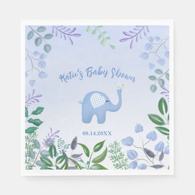 Servilleta De Papel  Canción de elefante bebé Shower de bebé pájaro  (Anverso)