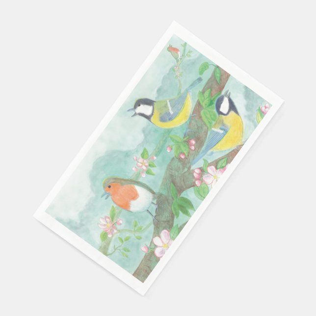 Servilleta De Papel Canciones de pájaro del Ilustracion de primavera (Esquina)