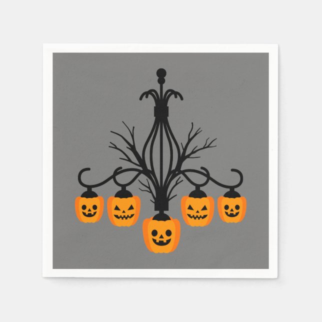 Servilleta De Papel Candelabro de calabaza gótico de Halloween (Anverso)