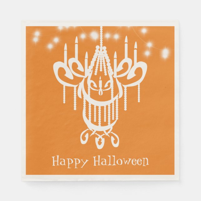 Servilleta De Papel Candil de Halloween Naranja Feliz (Anverso)