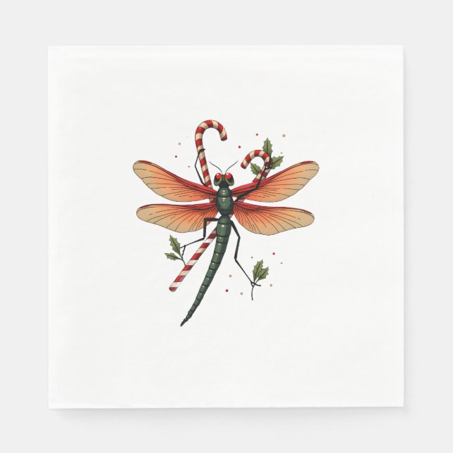 Servilleta De Papel Candy Cane Dragonfly (Anverso)
