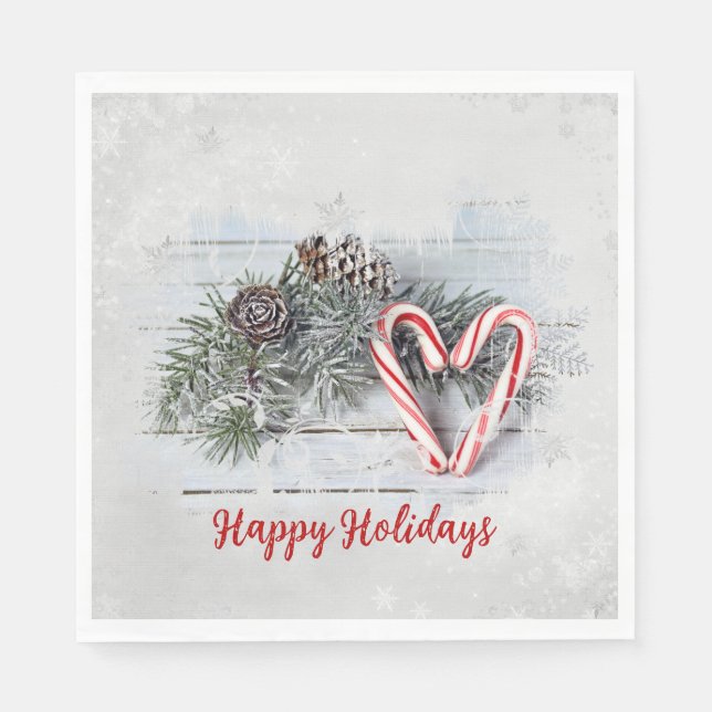 Servilleta De Papel Candy Cane Heart and Pine (Anverso)