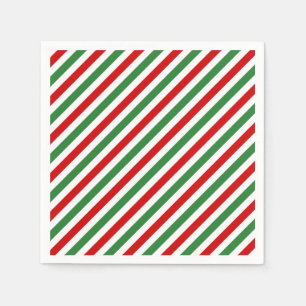 Servilleta De Papel Candy Cane Navidades Strips Red Green