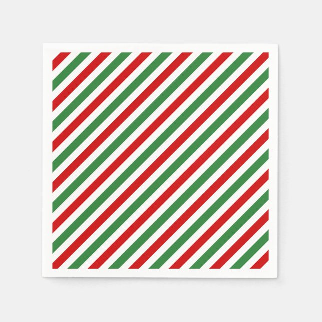 Servilleta De Papel Candy Cane Navidades Strips Red Green (Anverso)