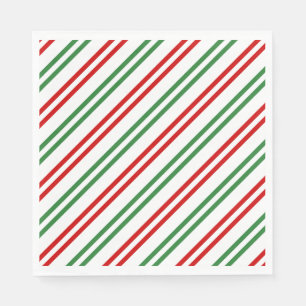 Servilleta De Papel Candy Cane Navidades Strips Red Green