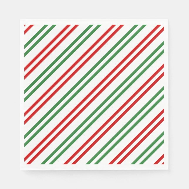 Servilleta De Papel Candy Cane Navidades Strips Red Green (Anverso)