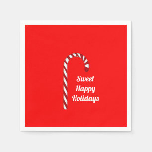 Servilleta De Papel Candy Cane Sweet Happy Holidays Paper Napkin