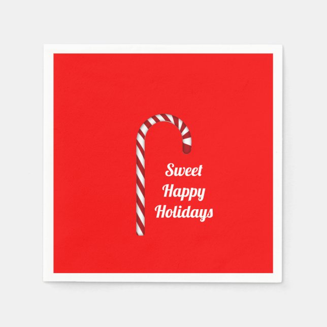 Servilleta De Papel Candy Cane Sweet Happy Holidays Paper Napkin (Anverso)